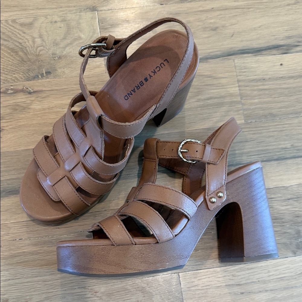 Lucky Brand Imana Nude Tan Platform Sandals
